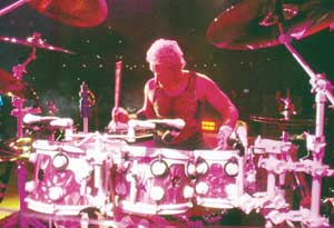 Joey Kramer behind the drums