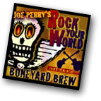"Joe Perry's Rock Your World Boneyard Brew Hot Sauce." label
